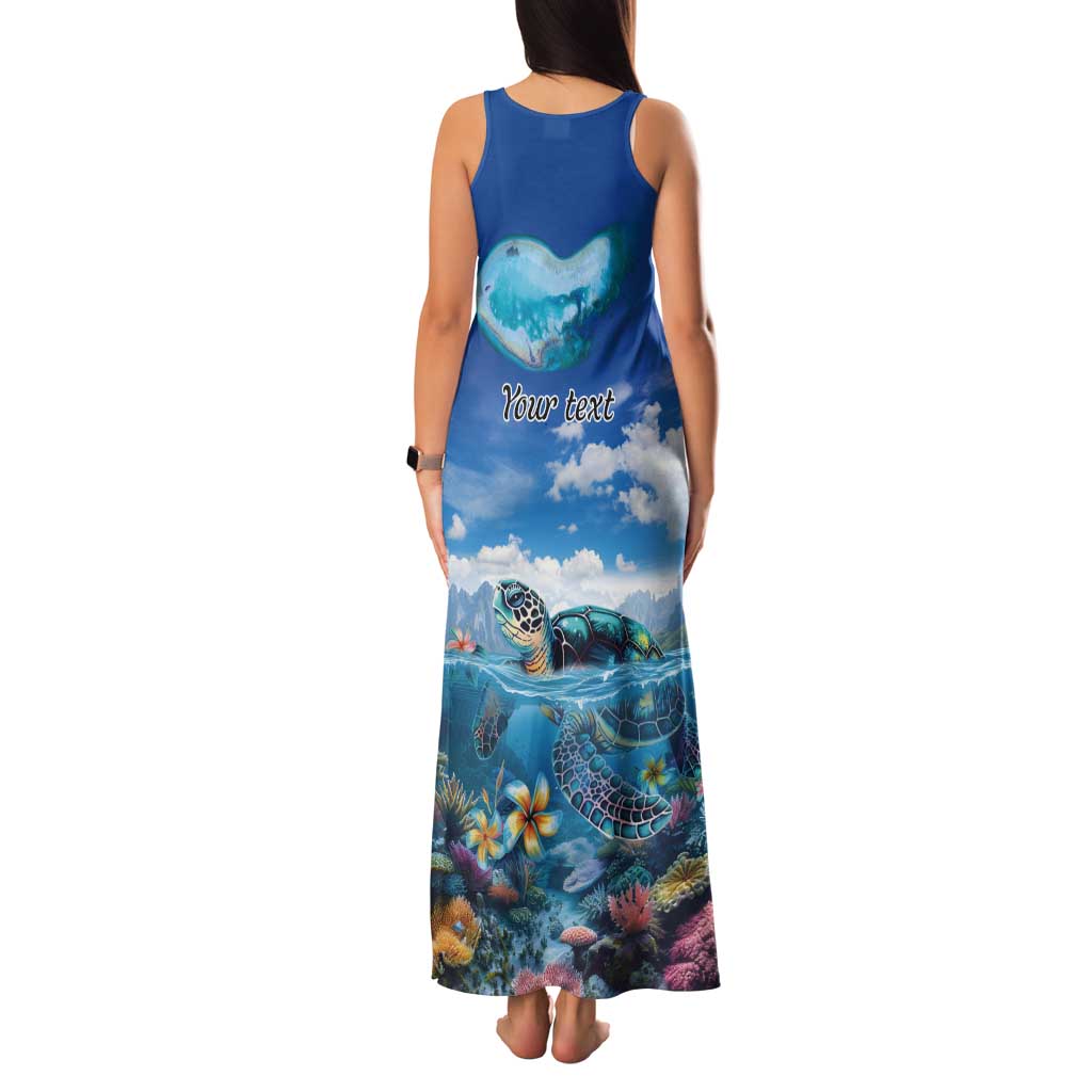 Personalised Palau Kayangel Atoll Tank Maxi Dress Turtle With Coral Reef Under Water