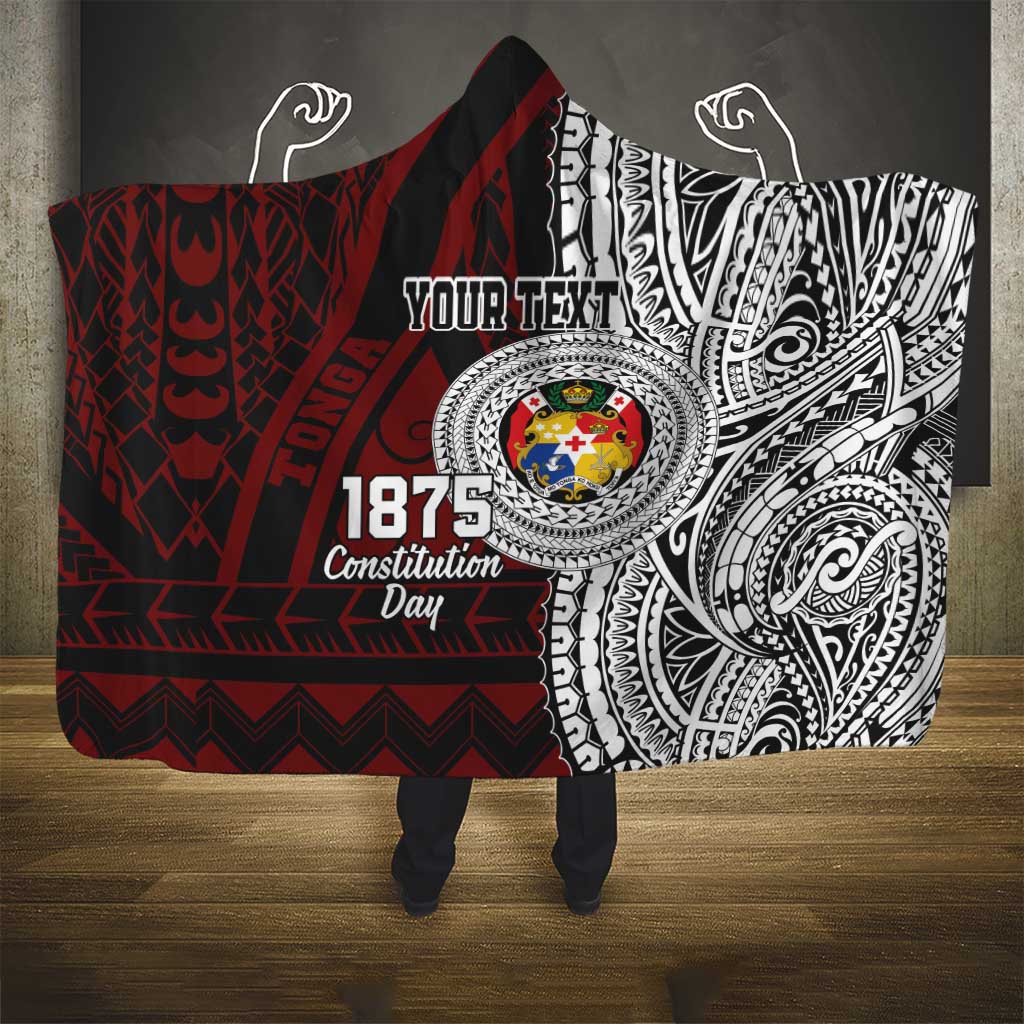 Personalised Tonga Constitution Day 1875 Hooded Blanket Polynesian Tribal Tattoo