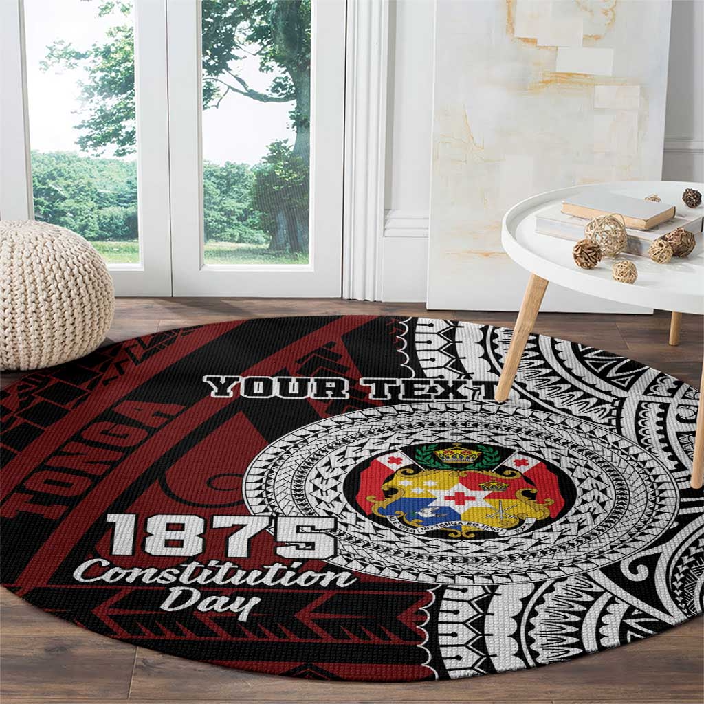 Personalised Tonga Constitution Day 1875 Round Carpet Polynesian Tribal Tattoo