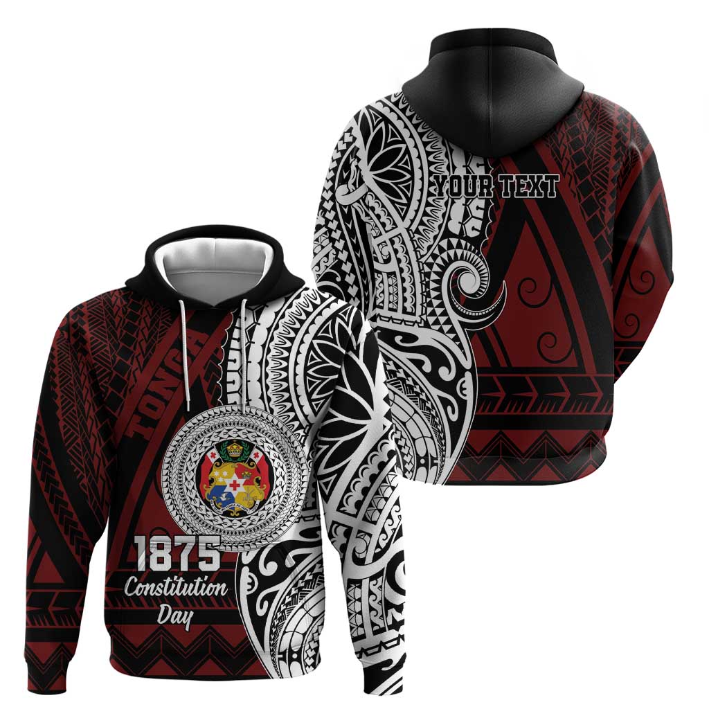Personalised Tonga Constitution Day 1875 Zip Hoodie Polynesian Tribal Tattoo