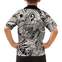 Polynesia Family Matching Tank Maxi Dress and Hawaiian Shirt Tribal Polynesian Spirit With Beige Pacific Flowers LT9 - Polynesian Pride