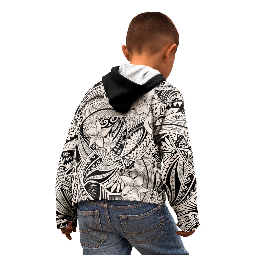 Polynesia Kid Hoodie Tribal Polynesian Spirit With Beige Pacific Flowers LT9 - Polynesian Pride
