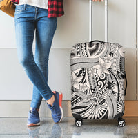 Polynesia Luggage Cover Tribal Polynesian Spirit With Beige Pacific Flowers LT9 - Polynesian Pride