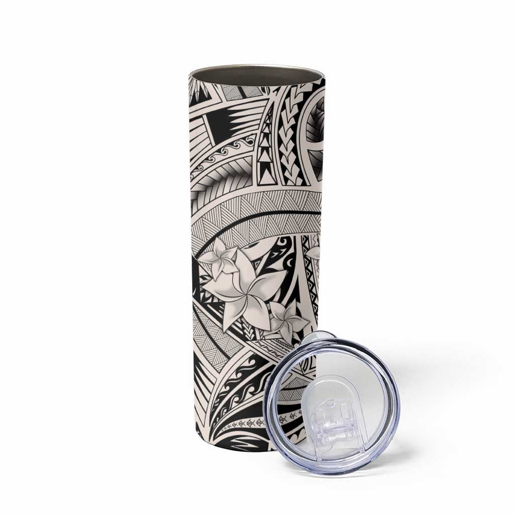 Beige Pacific Flowers Tribal Polynesian Spirit Skinny Tumbler LT9 - Polynesian Pride