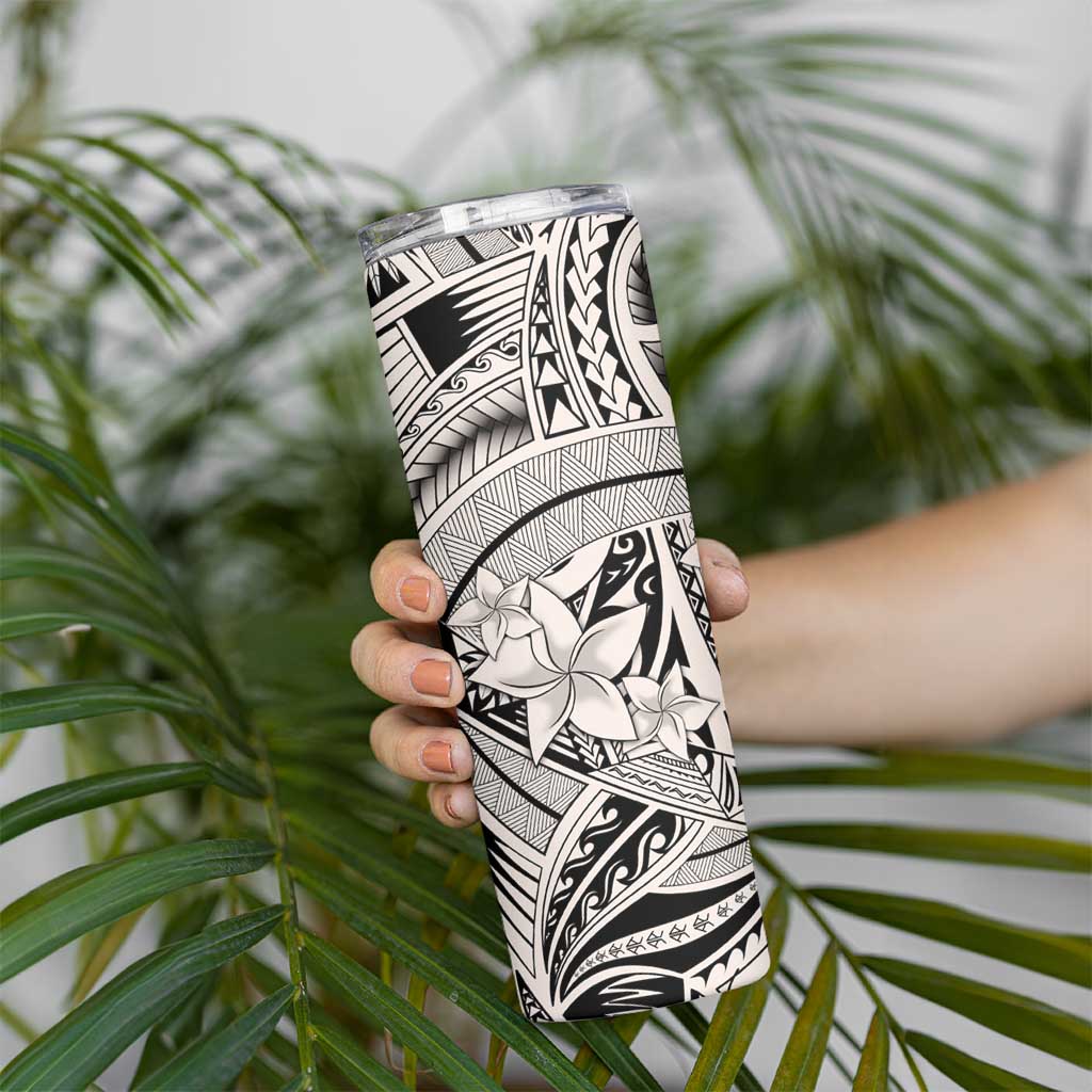 Beige Pacific Flowers Tribal Polynesian Spirit Skinny Tumbler LT9 - Polynesian Pride