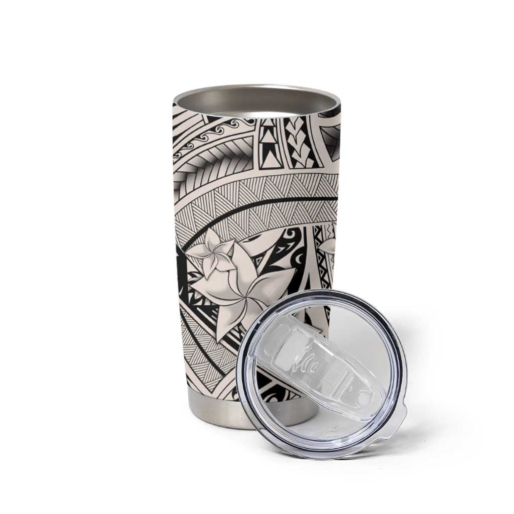 Beige Pacific Flowers Tribal Polynesian Spirit Tumbler Cup