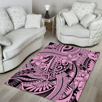Polynesia Area Rug Tribal Polynesian Spirit With Pink Pacific Flowers LT9 - Polynesian Pride