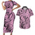 Polynesia Couples Matching Short Sleeve Bodycon Dress and Hawaiian Shirt Tribal Polynesian Spirit With Pink Pacific Flowers LT9 Pink - Polynesian Pride