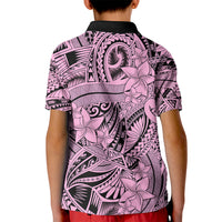 Polynesia Kid Polo Shirt Tribal Polynesian Spirit With Pink Pacific Flowers LT9 - Polynesian Pride
