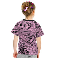 Polynesia Kid T Shirt Tribal Polynesian Spirit With Pink Pacific Flowers LT9 - Polynesian Pride