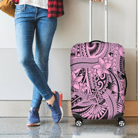 Polynesia Luggage Cover Tribal Polynesian Spirit With Pink Pacific Flowers LT9 - Polynesian Pride