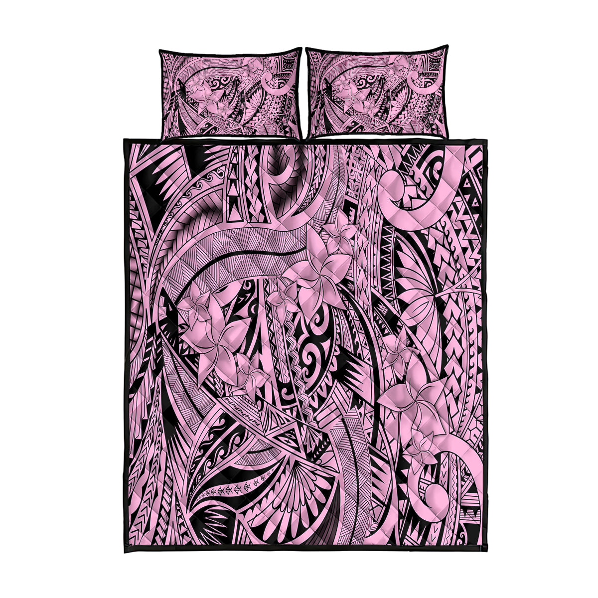 Polynesia Quilt Bed Set Tribal Polynesian Spirit With Pink Pacific Flowers LT9 Pink - Polynesian Pride