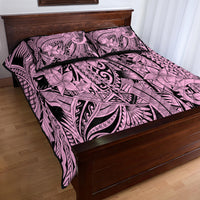 Polynesia Quilt Bed Set Tribal Polynesian Spirit With Pink Pacific Flowers LT9 - Polynesian Pride