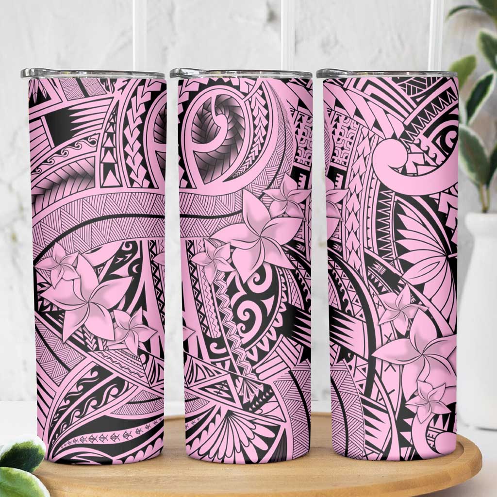 Pink Pacific Flowers Tribal Polynesian Spirit Skinny Tumbler LT9 - Polynesian Pride