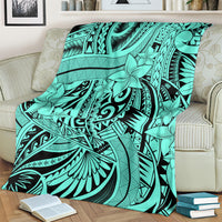 Polynesia Blanket Tribal Polynesian Spirit With Teal Pacific Flowers LT9 - Polynesian Pride