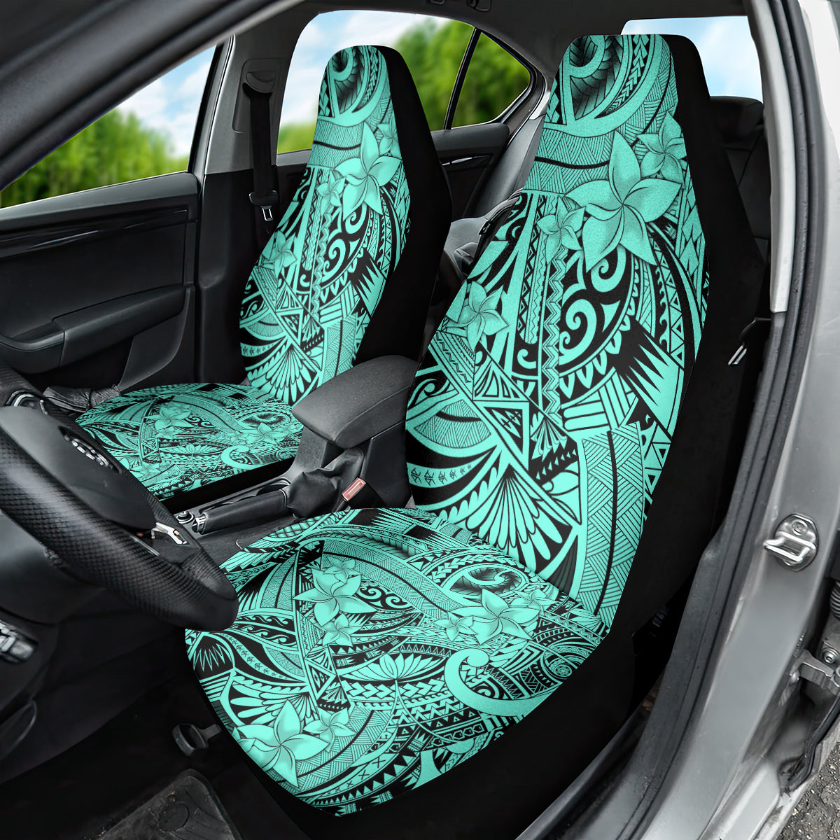 Polynesia Car Seat Cover Tribal Polynesian Spirit With Teal Pacific Flowers LT9 - Polynesian Pride