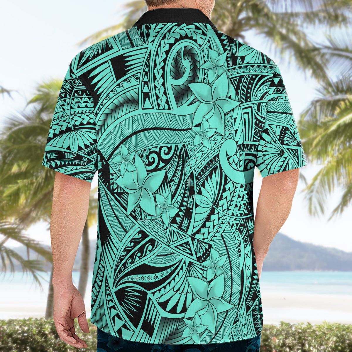 Polynesia Hawaiian Shirt Tribal Polynesian Spirit With Teal Pacific Flowers LT9 - Polynesian Pride