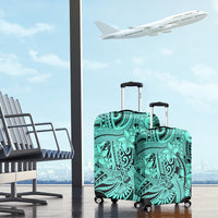 Polynesia Luggage Cover Tribal Polynesian Spirit With Teal Pacific Flowers LT9 - Polynesian Pride