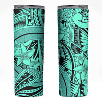 Teal Pacific Flowers Tribal Polynesian Spirit Skinny Tumbler LT9 Teal - Polynesian Pride