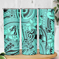 Teal Pacific Flowers Tribal Polynesian Spirit Skinny Tumbler LT9 - Polynesian Pride