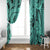 Polynesia Window Curtain Tribal Polynesian Spirit With Teal Pacific Flowers LT9 - Polynesian Pride