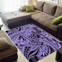 Polynesia Area Rug Tribal Polynesian Spirit With Violet Pacific Flowers LT9 - Polynesian Pride
