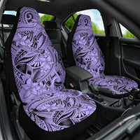 Polynesia Car Seat Cover Tribal Polynesian Spirit With Violet Pacific Flowers LT9 One Size Violet - Polynesian Pride