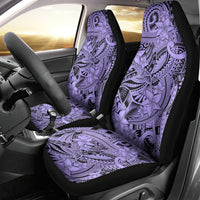 Polynesia Car Seat Cover Tribal Polynesian Spirit With Violet Pacific Flowers LT9 - Polynesian Pride