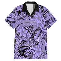 Polynesia Family Matching Summer Maxi Dress and Hawaiian Shirt Tribal Polynesian Spirit With Violet Pacific Flowers LT9 Dad's Shirt - Short Sleeve Violet - Polynesian Pride