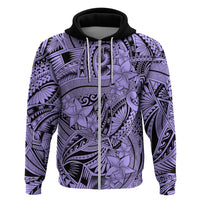 Polynesia Hoodie Tribal Polynesian Spirit With Violet Pacific Flowers LT9 - Polynesian Pride
