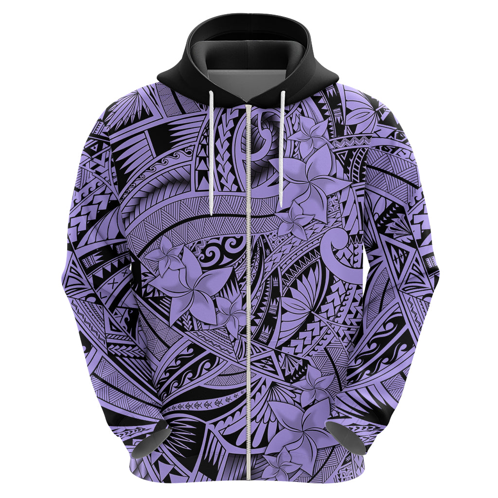 Polynesia Hoodie Tribal Polynesian Spirit With Violet Pacific Flowers LT9 - Polynesian Pride