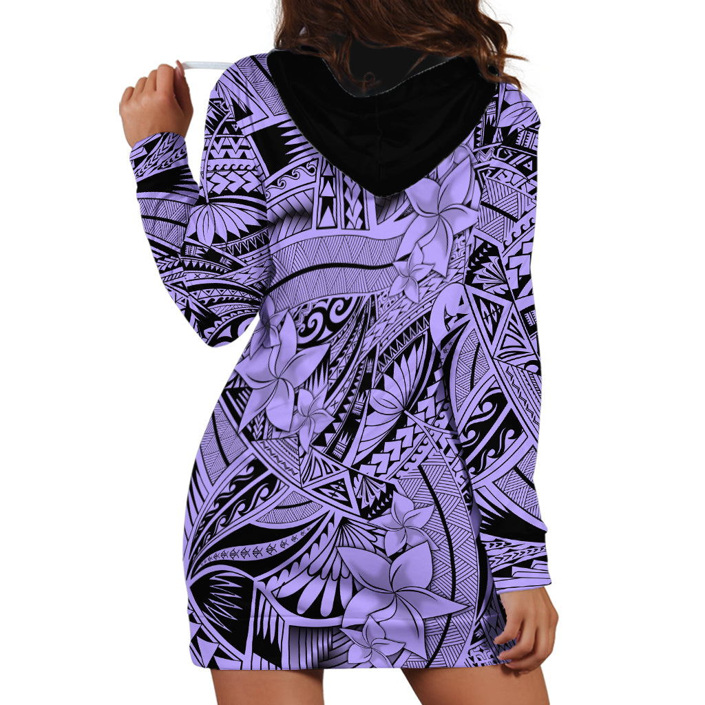 Polynesia Hoodie Dress Tribal Polynesian Spirit With Violet Pacific Flowers LT9 - Polynesian Pride