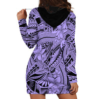 Polynesia Hoodie Dress Tribal Polynesian Spirit With Violet Pacific Flowers LT9 - Polynesian Pride