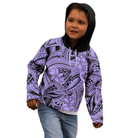 Polynesia Kid Hoodie Tribal Polynesian Spirit With Violet Pacific Flowers LT9 - Polynesian Pride