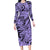 Polynesia Long Sleeve Bodycon Dress Tribal Polynesian Spirit With Violet Pacific Flowers LT9 Long Dress Violet - Polynesian Pride