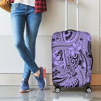 Polynesia Luggage Cover Tribal Polynesian Spirit With Violet Pacific Flowers LT9 - Polynesian Pride