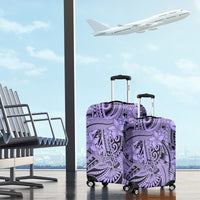 Polynesia Luggage Cover Tribal Polynesian Spirit With Violet Pacific Flowers LT9 - Polynesian Pride