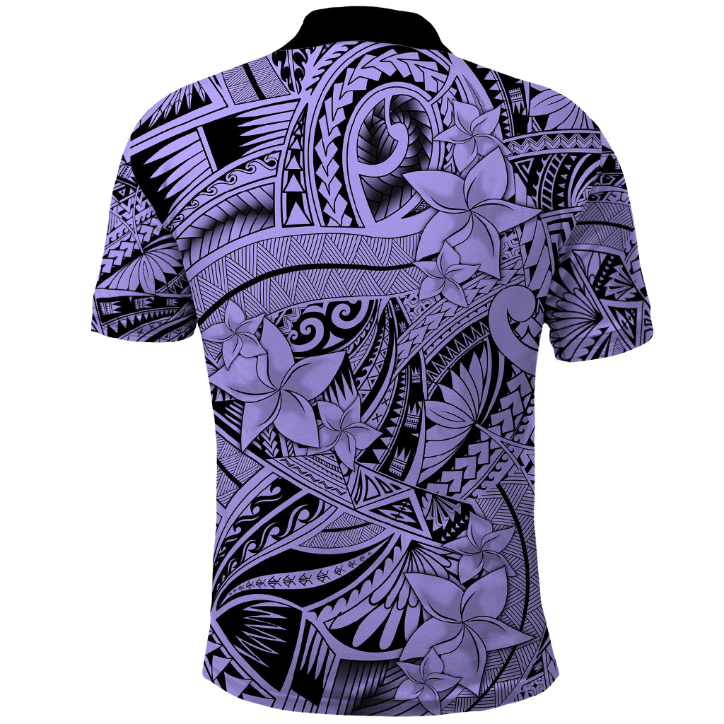 Polynesia Polo Shirt Tribal Polynesian Spirit With Violet Pacific Flowers LT9 - Polynesian Pride