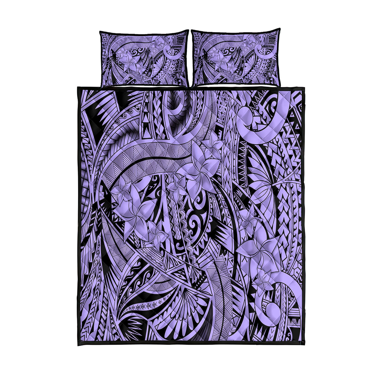 Polynesia Quilt Bed Set Tribal Polynesian Spirit With Violet Pacific Flowers LT9 Violet - Polynesian Pride