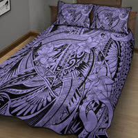Polynesia Quilt Bed Set Tribal Polynesian Spirit With Violet Pacific Flowers LT9 - Polynesian Pride
