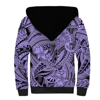 Polynesia Sherpa Hoodie Tribal Polynesian Spirit With Violet Pacific Flowers LT9 - Polynesian Pride