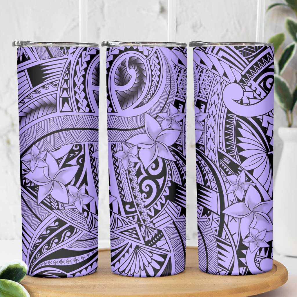 Violet Pacific Flowers Tribal Polynesian Spirit Skinny Tumbler LT9 - Polynesian Pride