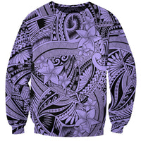 Polynesia Sweatshirt Tribal Polynesian Spirit With Violet Pacific Flowers LT9 Unisex Violet - Polynesian Pride