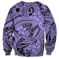 Polynesia Sweatshirt Tribal Polynesian Spirit With Violet Pacific Flowers LT9 - Polynesian Pride