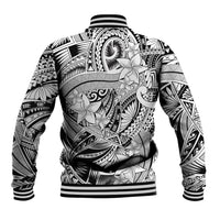 Polynesia Baseball Jacket Tribal Polynesian Spirit With White Pacific Flowers LT9 - Polynesian Pride