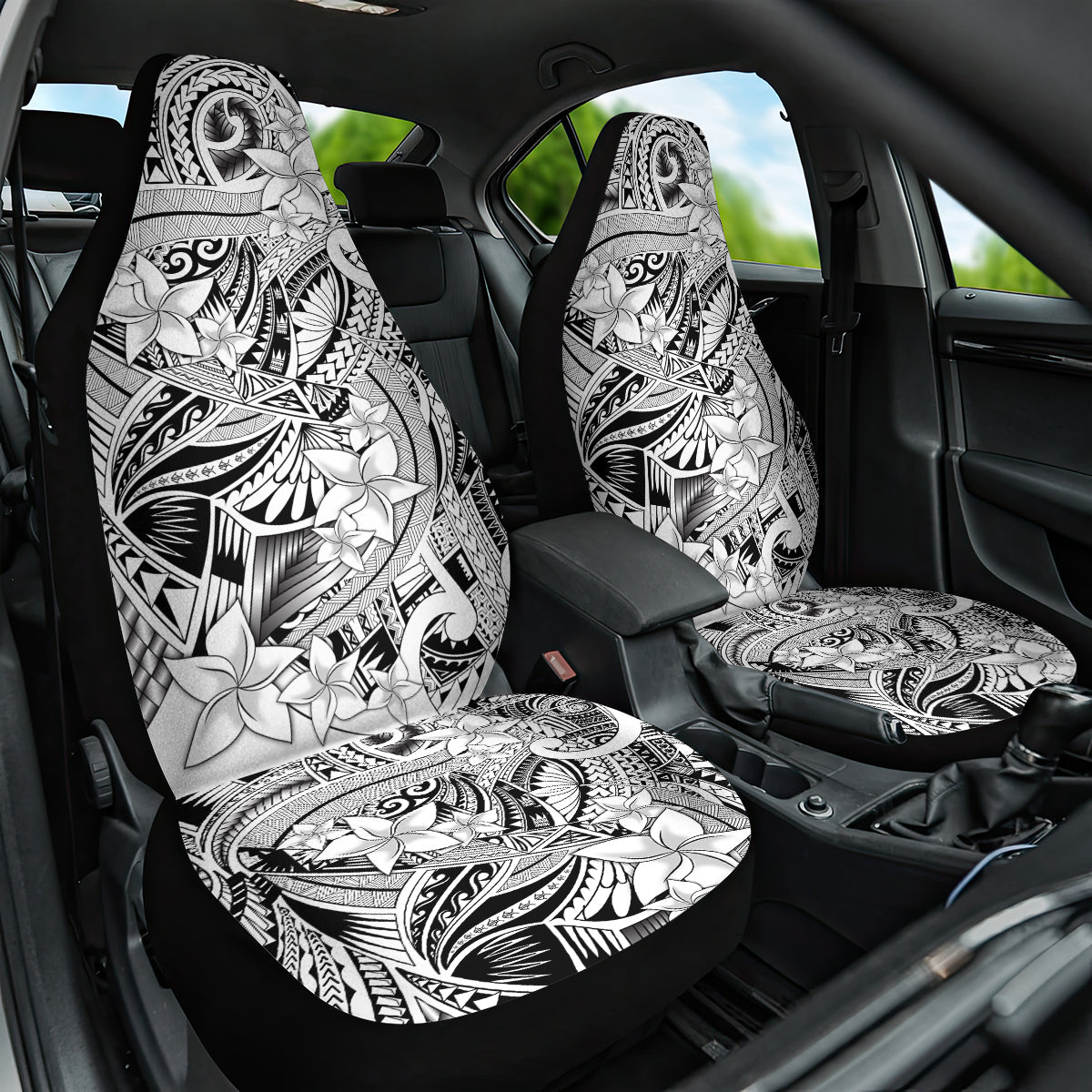 Polynesia Car Seat Cover Tribal Polynesian Spirit With White Pacific Flowers LT9 One Size White - Polynesian Pride