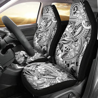 Polynesia Car Seat Cover Tribal Polynesian Spirit With White Pacific Flowers LT9 - Polynesian Pride