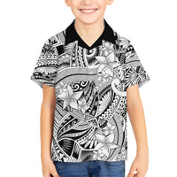 Polynesia Hawaiian Shirt Tribal Polynesian Spirit With White Pacific Flowers LT9 - Polynesian Pride