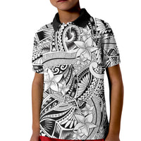 Polynesia Kid Polo Shirt Tribal Polynesian Spirit With White Pacific Flowers LT9 Kid White - Polynesian Pride