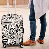Polynesia Luggage Cover Tribal Polynesian Spirit With White Pacific Flowers LT9 White - Polynesian Pride